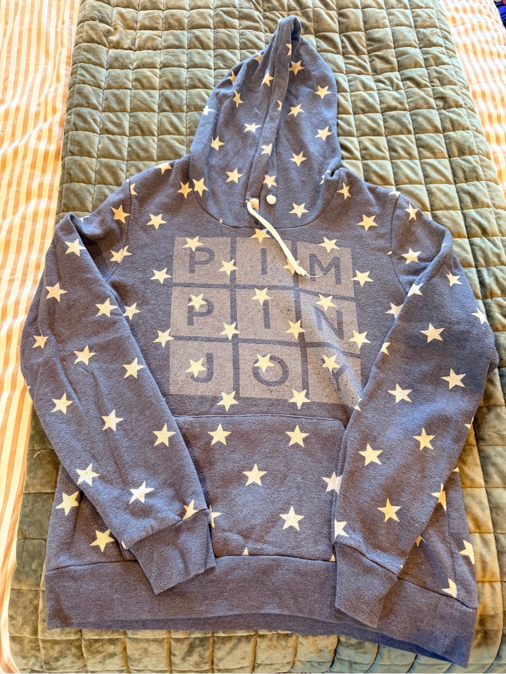 Blue Star Print Hooded Sweatshirt pimpin joy